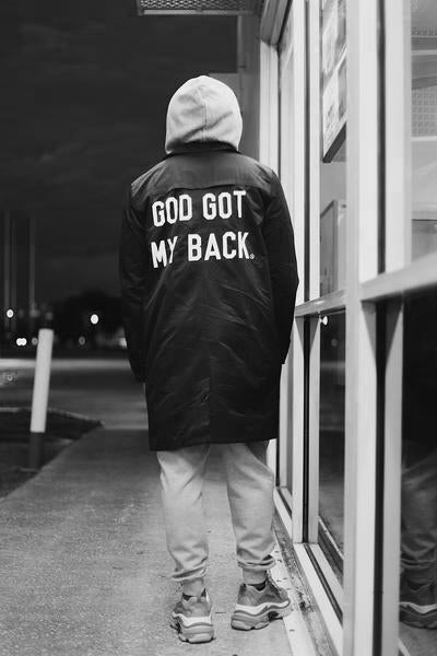 God Got My Back Trenchcoat (Black)