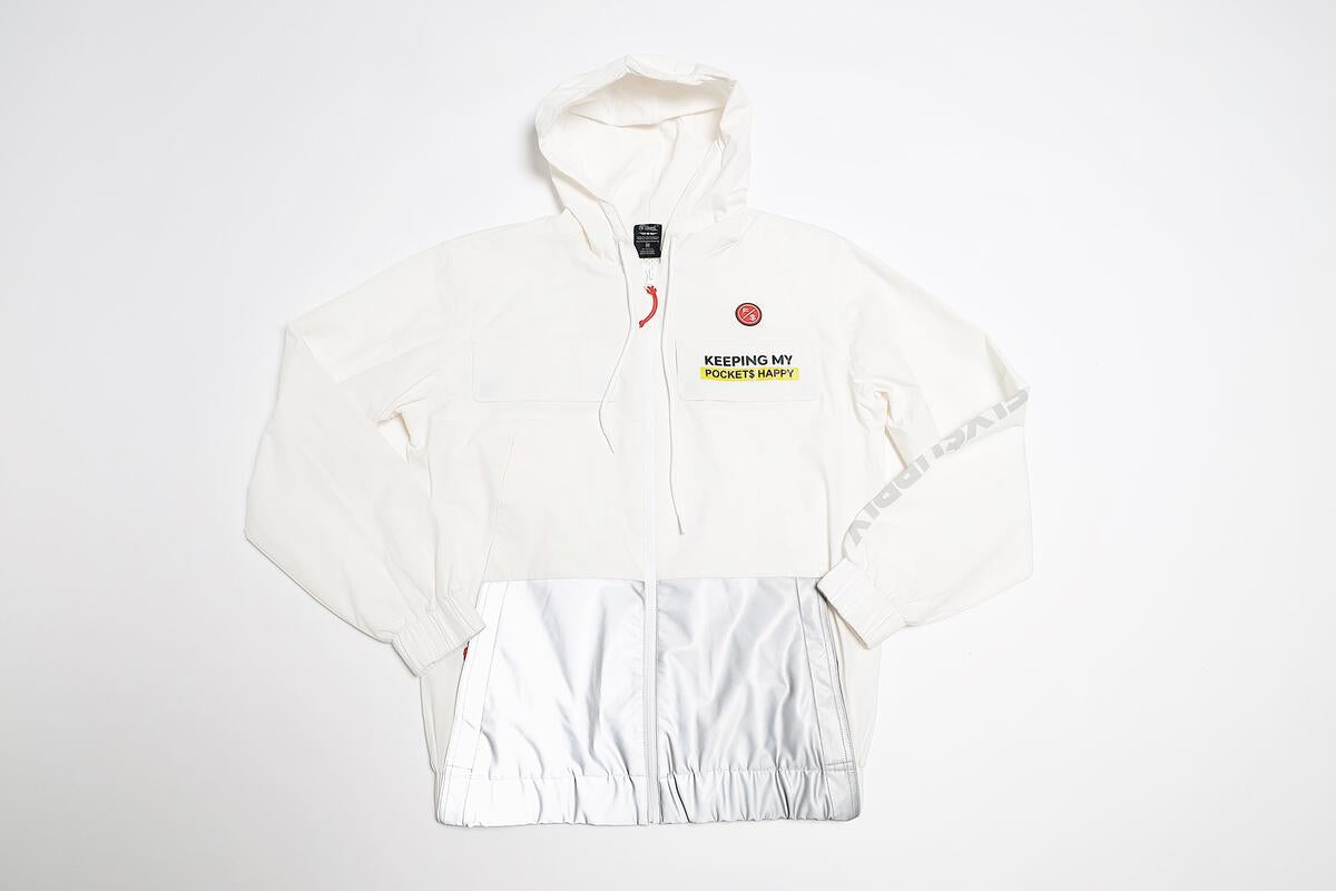 Happy Pockets Windbreaker Zip-Up Jacket (White)