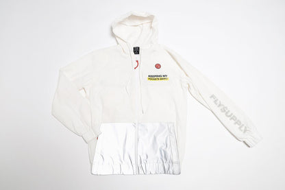 Happy Pockets Windbreaker Zip-Up Jacket (White)