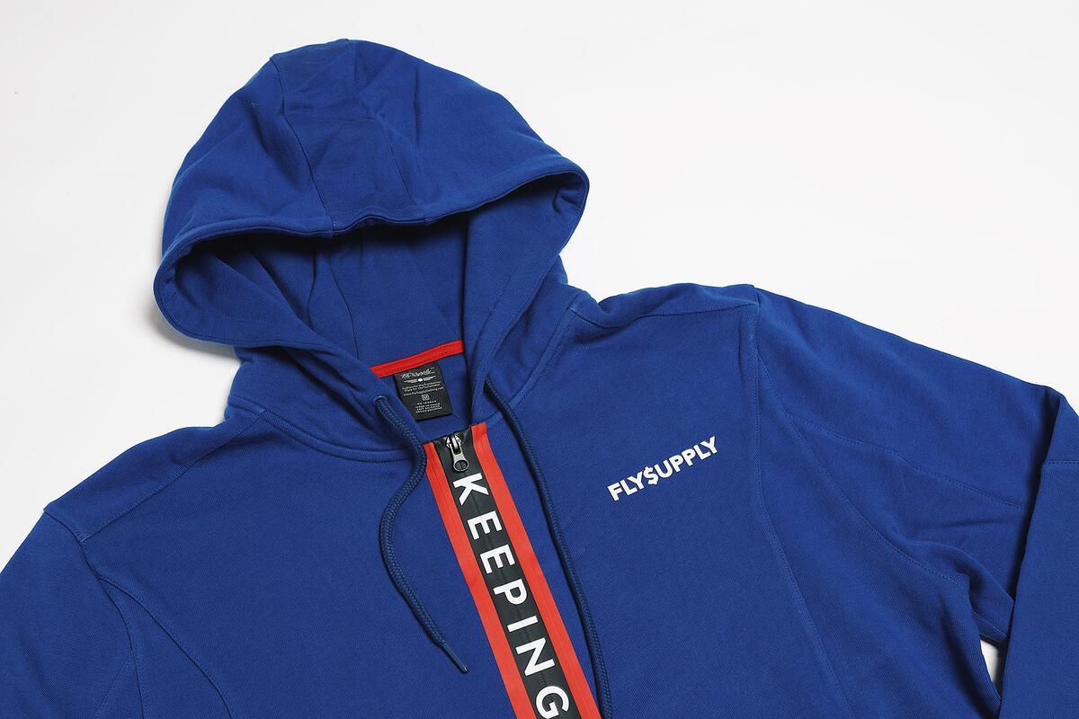 Happy Pockets Zip-Up Fleece Hoodie (Blue)