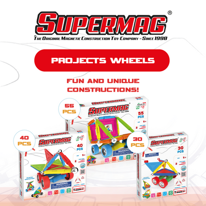 Tinamiri Supermag - Wheels 30 - Magnetic Building Set, Educational construction fun, 30 piece set, Magnet Toys, 0653