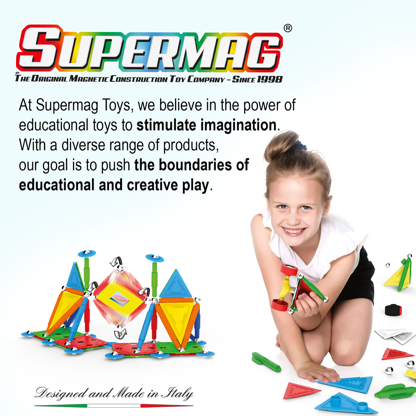 Tinamiri Supermag - Multicolor 30 - Magnetic Building Set, Educational construction fun, 30 piece set, Magnet Toys, 0650