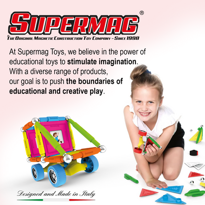 Tinamiri Supermag - Wheels 30 - Magnetic Building Set, Educational construction fun, 30 piece set, Magnet Toys, 0653