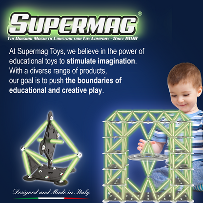 Tinamiri Supermag - Glow 30 - Magnetic Building Set, Educational construction fun, 30 piece set, Magnet Toys, 0657