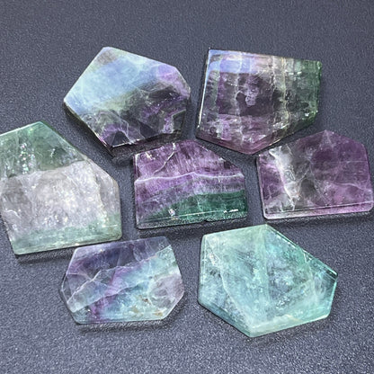 Rainbow Fluorite Crystal Slices (5 pcs) Wholesale Gemstone Slab Carving Tile Decor