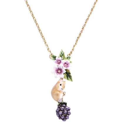 Whimsical Vine: Floral & Grape Cluster Wine Necklace