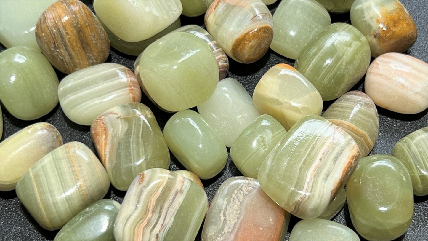 Green Banded Onyx Tumbled (1/2 lb) 8 oz Bulk Wholesale Lot Half Pound Polished