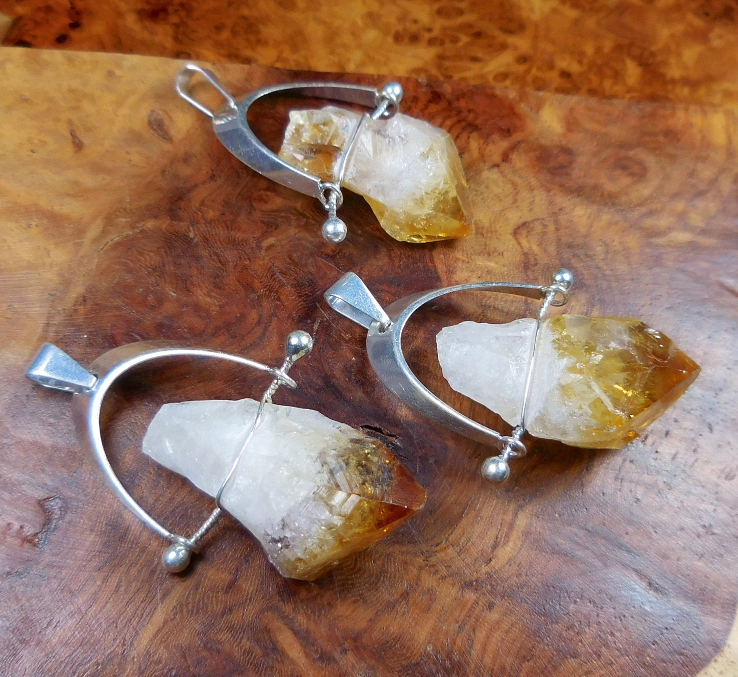 Citrine Crystal Point Pendant Silver Wire Wrapped Necklace Charm Healing Crystals And Stones