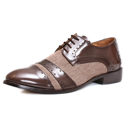 Yuma Leather Textile Derby Style Dress Shoes