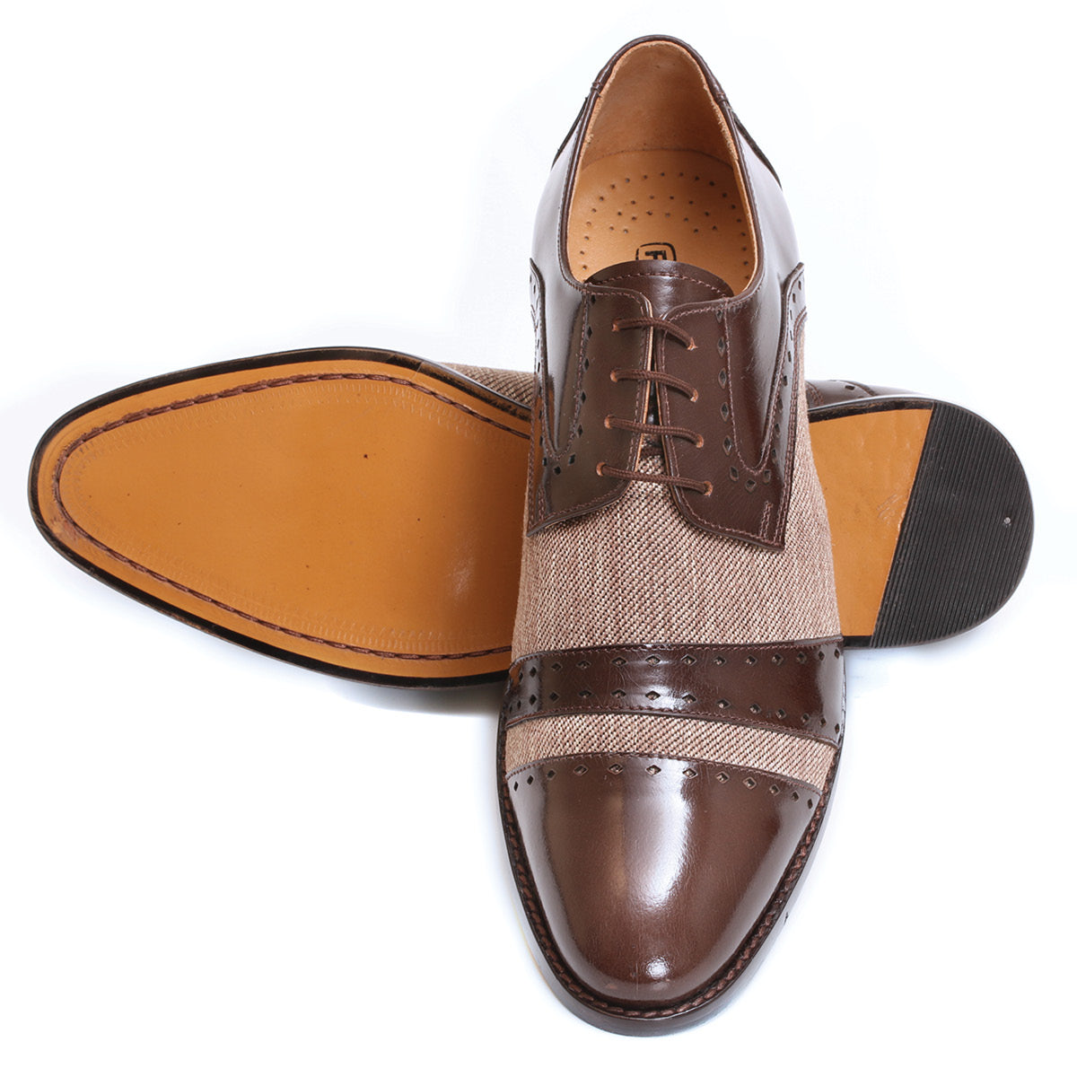 Yuma Leather Textile Derby Style Dress Shoes