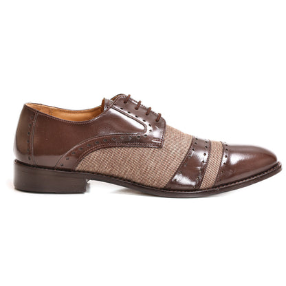 Yuma Leather Textile Derby Style Dress Shoes