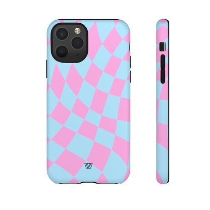 BLUE PINK CURVY CHECKERBOARD | Tough Phone Case