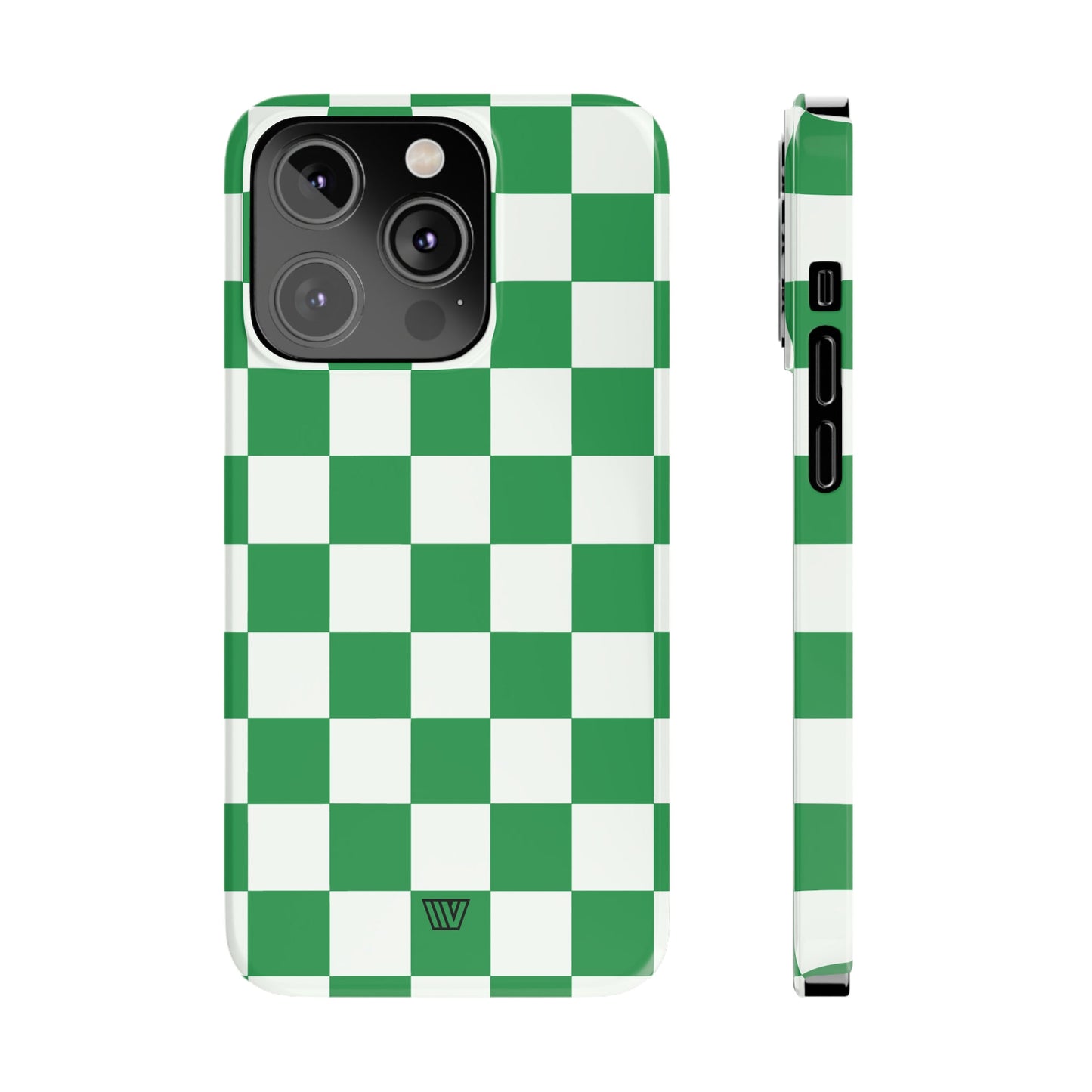 GREEN WHITE CHECKERBOARD | Slim iPhone Case