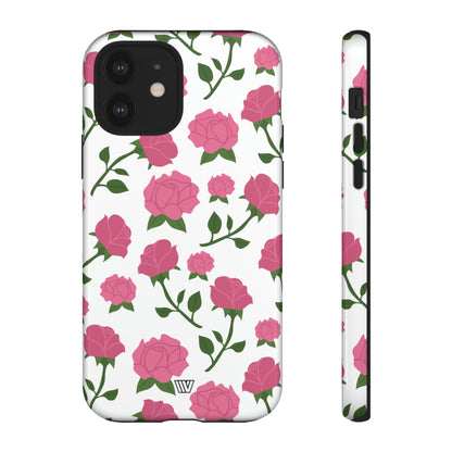 PINK ROSES ON WHITE | Tough Phone Case