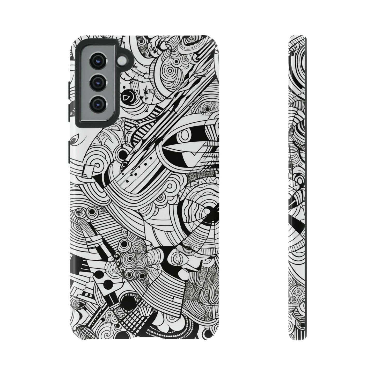 B&W ABSTRACT DOODLE | Tough Phone Case