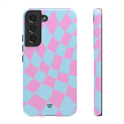 BLUE PINK CURVY CHECKERBOARD | Tough Phone Case