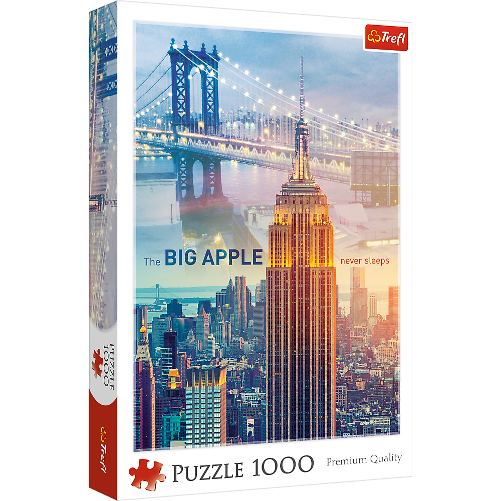 1000 Piece Jigsaw Puzzle, New York at Dawn, Brooklyn Bridge, Empire State Building, City Skyline, USA, Adult Puzzles, Trefl 10393