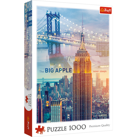 1000 Piece Jigsaw Puzzle, New York at Dawn, Brooklyn Bridge, Empire State Building, City Skyline, USA, Adult Puzzles, Trefl 10393