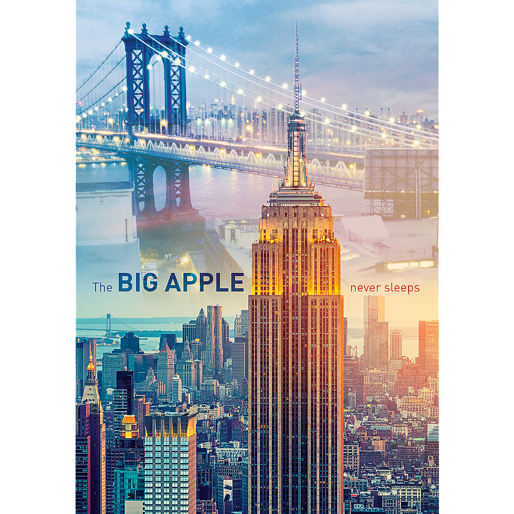 1000 Piece Jigsaw Puzzle, New York at Dawn, Brooklyn Bridge, Empire State Building, City Skyline, USA, Adult Puzzles, Trefl 10393