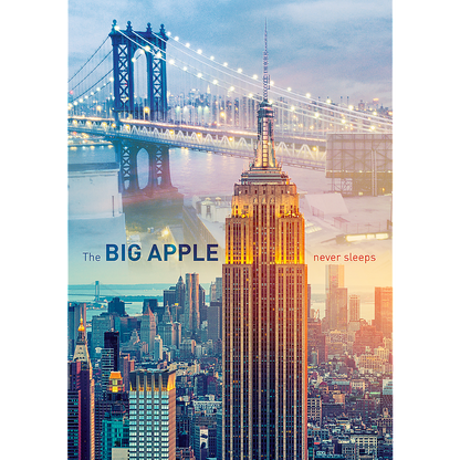 1000 Piece Jigsaw Puzzle, New York at Dawn, Brooklyn Bridge, Empire State Building, City Skyline, USA, Adult Puzzles, Trefl 10393