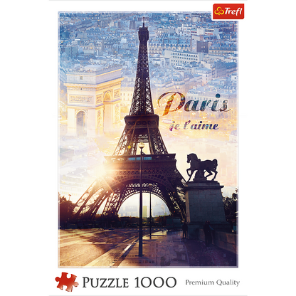 1000 Piece Jigsaw Puzzles, Paris at Dawn Puzzle, France, Puzzle of The Eiffel Tower, Arc De Triumph, Adult Puzzles, Trefl 10394