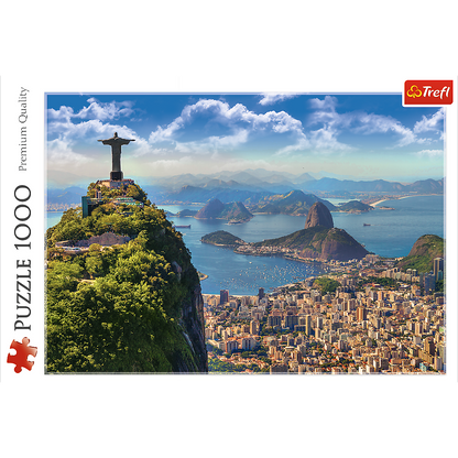 1000 Piece Jigsaw Puzzles, Rio de Janeiro, Brazil,  Mount Corcovado, Christ the Redeemer, South America, Adult Puzzles, Trefl 10405