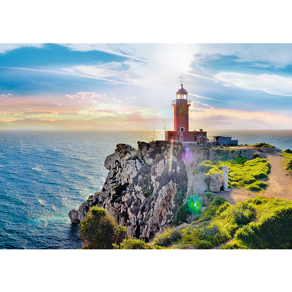 1000 Piece Jigsaw Puzzles, The Melagavi Lighthouse, Greece, Ocean, Alkyonides Islands, Adult Puzzles, Trefl 10436