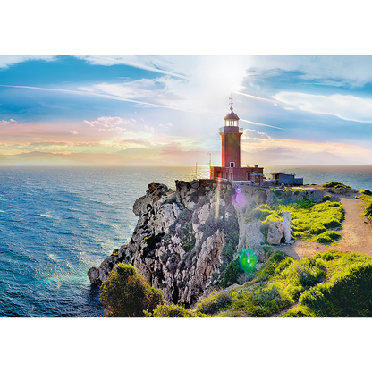 1000 Piece Jigsaw Puzzles, The Melagavi Lighthouse, Greece, Ocean, Alkyonides Islands, Adult Puzzles, Trefl 10436