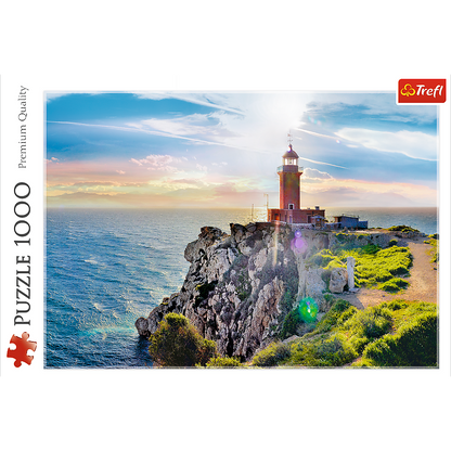 1000 Piece Jigsaw Puzzles, The Melagavi Lighthouse, Greece, Ocean, Alkyonides Islands, Adult Puzzles, Trefl 10436