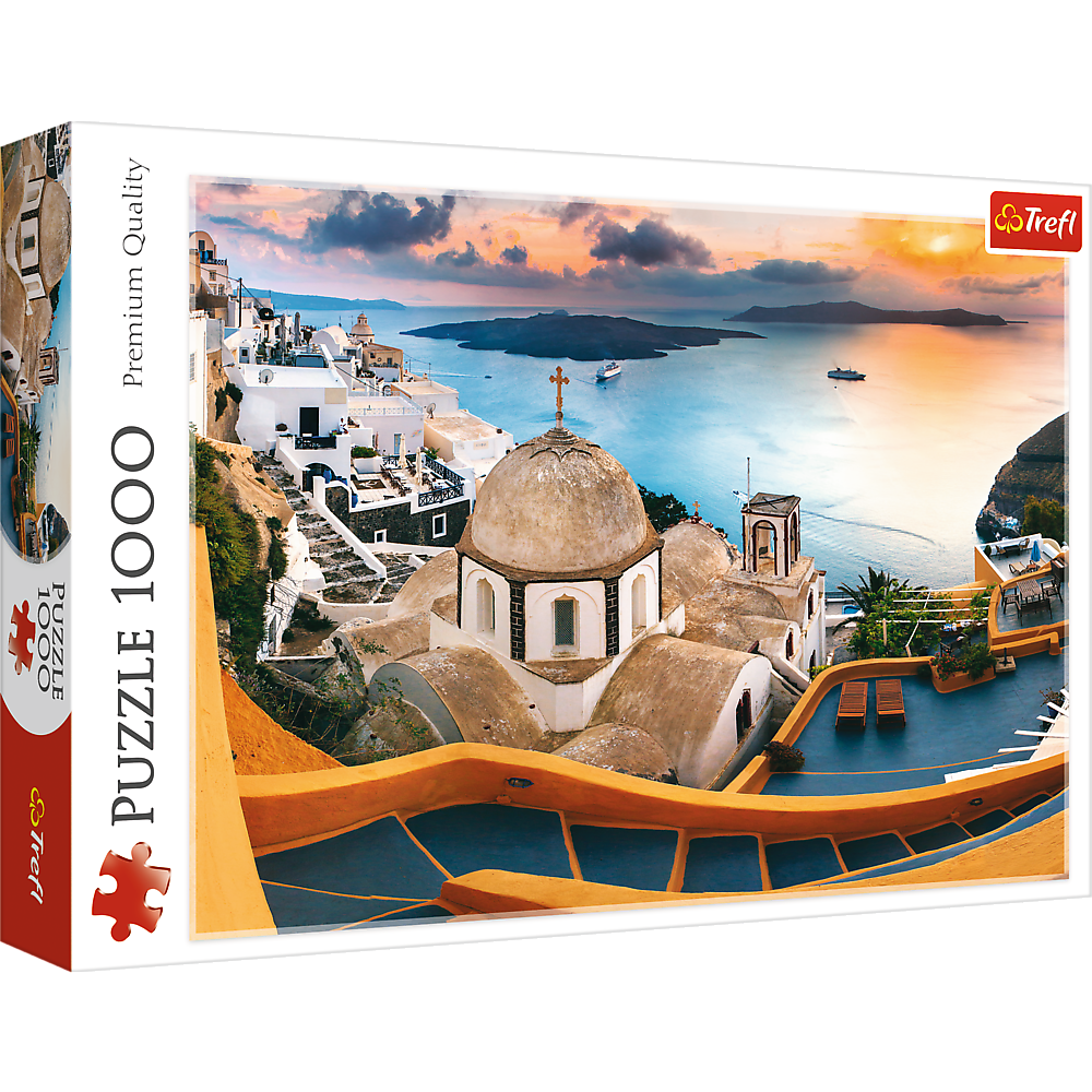 1000 Piece Jigsaw Puzzles, Fairytale Santorini, Puzzle of Greece, Island Paradise and Ocean Scene, Adult Puzzles, Trefl 10445