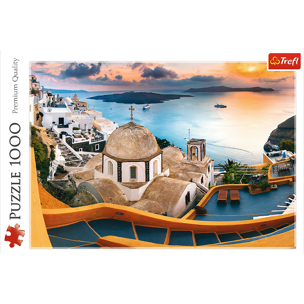 1000 Piece Jigsaw Puzzles, Fairytale Santorini, Puzzle of Greece, Island Paradise and Ocean Scene, Adult Puzzles, Trefl 10445