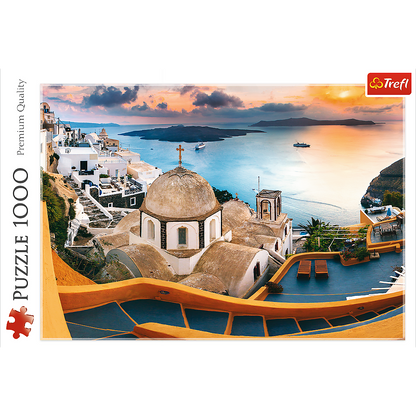 1000 Piece Jigsaw Puzzles, Fairytale Santorini, Puzzle of Greece, Island Paradise and Ocean Scene, Adult Puzzles, Trefl 10445