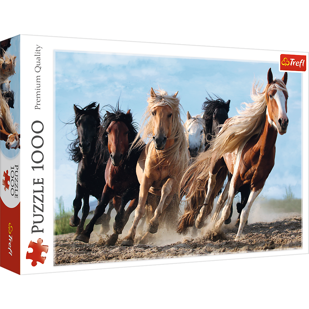 1000 Piece Jigsaw Puzzles, Galloping Horses, Wild Horse Puzzle, Animal Puzzle, Adult Puzzles, Trefl 10446