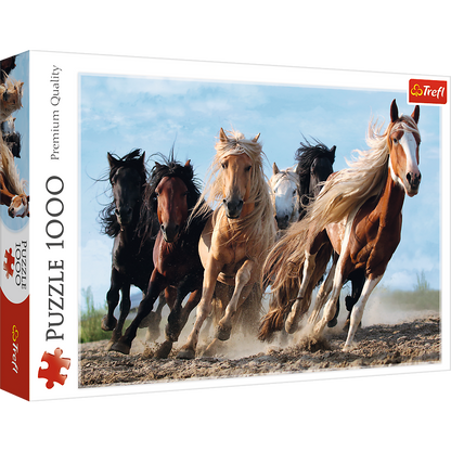 1000 Piece Jigsaw Puzzles, Galloping Horses, Wild Horse Puzzle, Animal Puzzle, Adult Puzzles, Trefl 10446