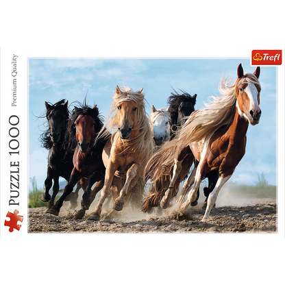 1000 Piece Jigsaw Puzzles, Galloping Horses, Wild Horse Puzzle, Animal Puzzle, Adult Puzzles, Trefl 10446