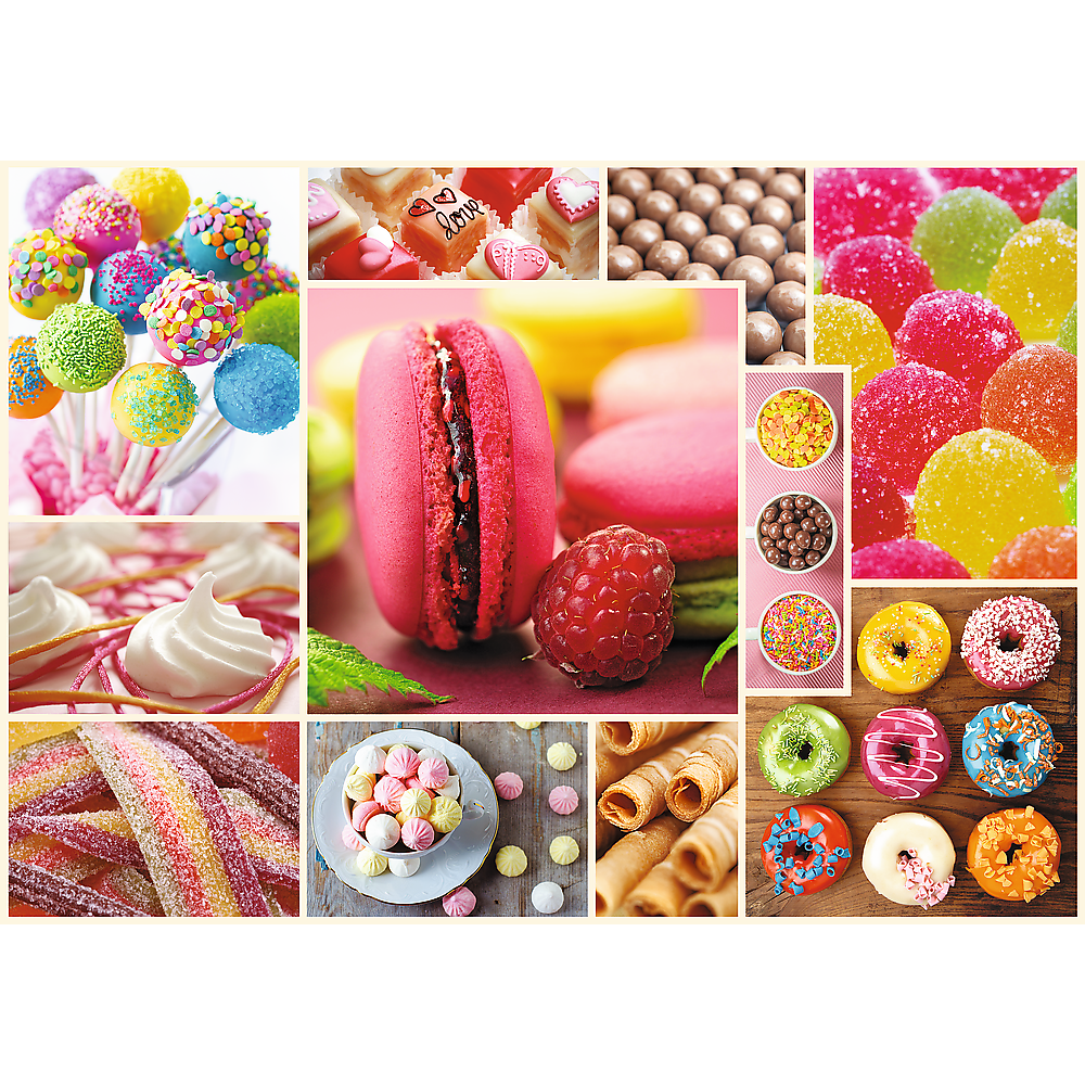 1000 Piece Jigsaw Puzzles, Candy, Collage, Sweets, Macaroons, Donuts, Adult Puzzles, Trefl 10469