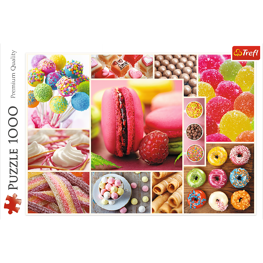 1000 Piece Jigsaw Puzzles, Candy, Collage, Sweets, Macaroons, Donuts, Adult Puzzles, Trefl 10469