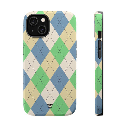 GREEN BLUE BEIGE ARGYLE | MagSafe Tough iPhone Case