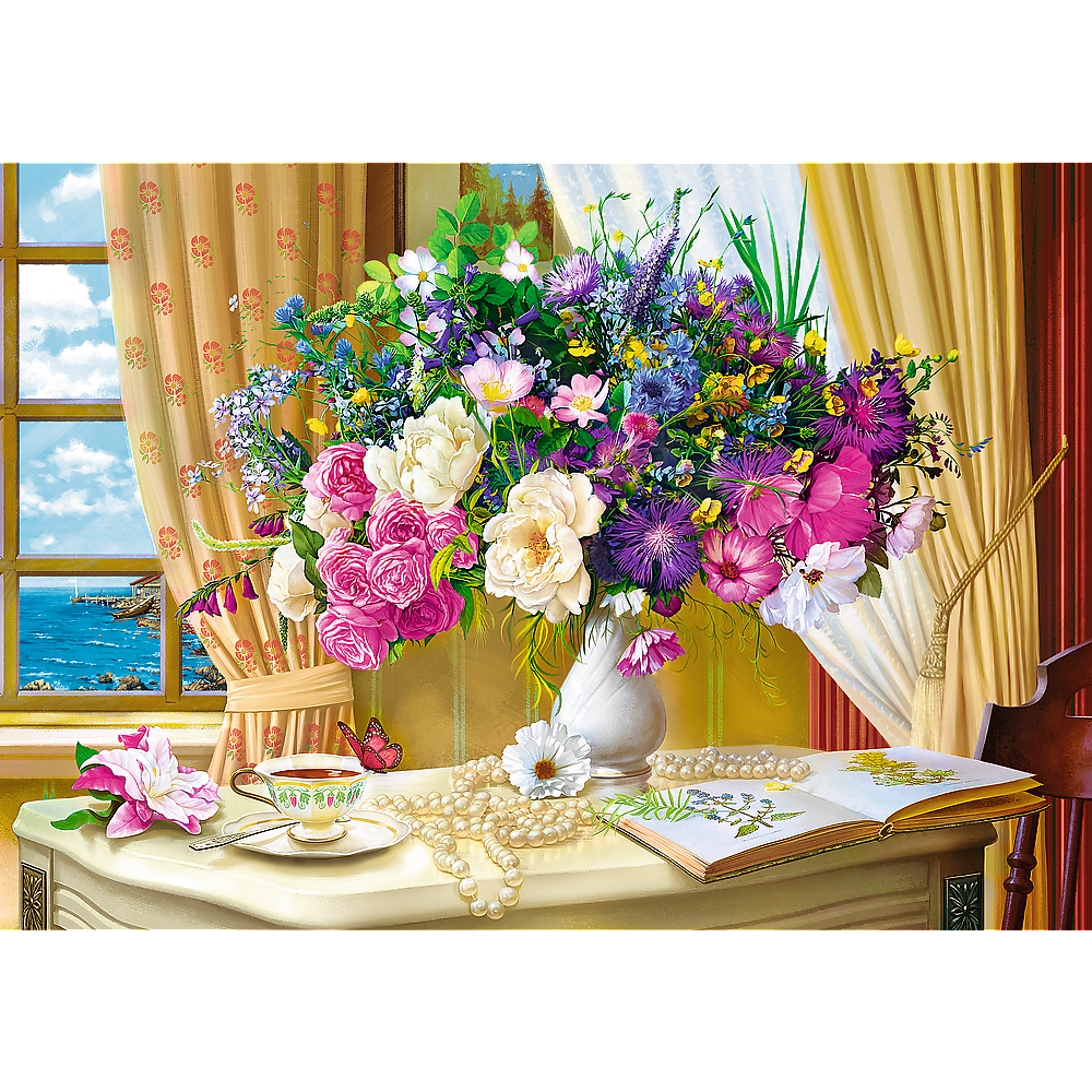 1000 Piece Jigsaw Puzzle, Flowers in The Morning, Painting Puzzle, Plants and Flower Puzzle, Adult Puzzles, Trefl 10526