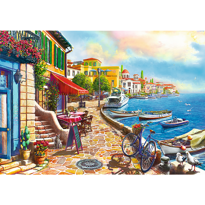 1000 Piece Jigsaw Puzzles, Sunny Embankment, Coastal City, Ocean, Adult Puzzles, Trefl 10527