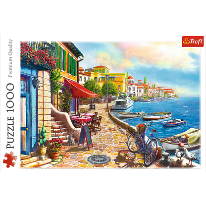 1000 Piece Jigsaw Puzzles, Sunny Embankment, Coastal City, Ocean, Adult Puzzles, Trefl 10527