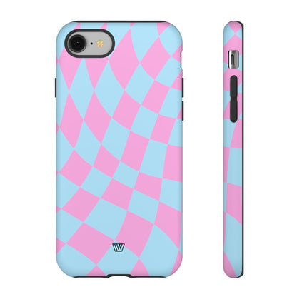 BLUE PINK CURVY CHECKERBOARD | Tough Phone Case