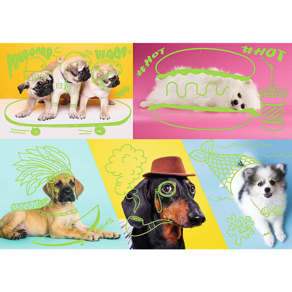 1000 Piece Jigsaw Puzzle, Far Out Dogs, Silly Pets, Puppies, Baby Animals, Pugs, Pomeranians, Adult Puzzles, Trefl 10578