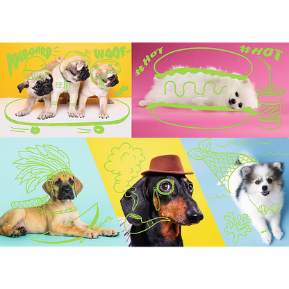 1000 Piece Jigsaw Puzzle, Far Out Dogs, Silly Pets, Puppies, Baby Animals, Pugs, Pomeranians, Adult Puzzles, Trefl 10578