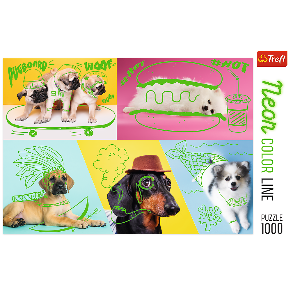 1000 Piece Jigsaw Puzzle, Far Out Dogs, Silly Pets, Puppies, Baby Animals, Pugs, Pomeranians, Adult Puzzles, Trefl 10578