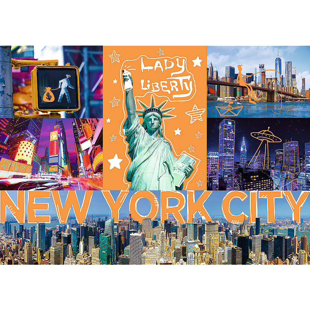 1000 Piece Jigsaw Puzzles, New York City Art, Puzzle of NYC with Neon, Puzzles of the USA, Adult Puzzles, Trefl 10579