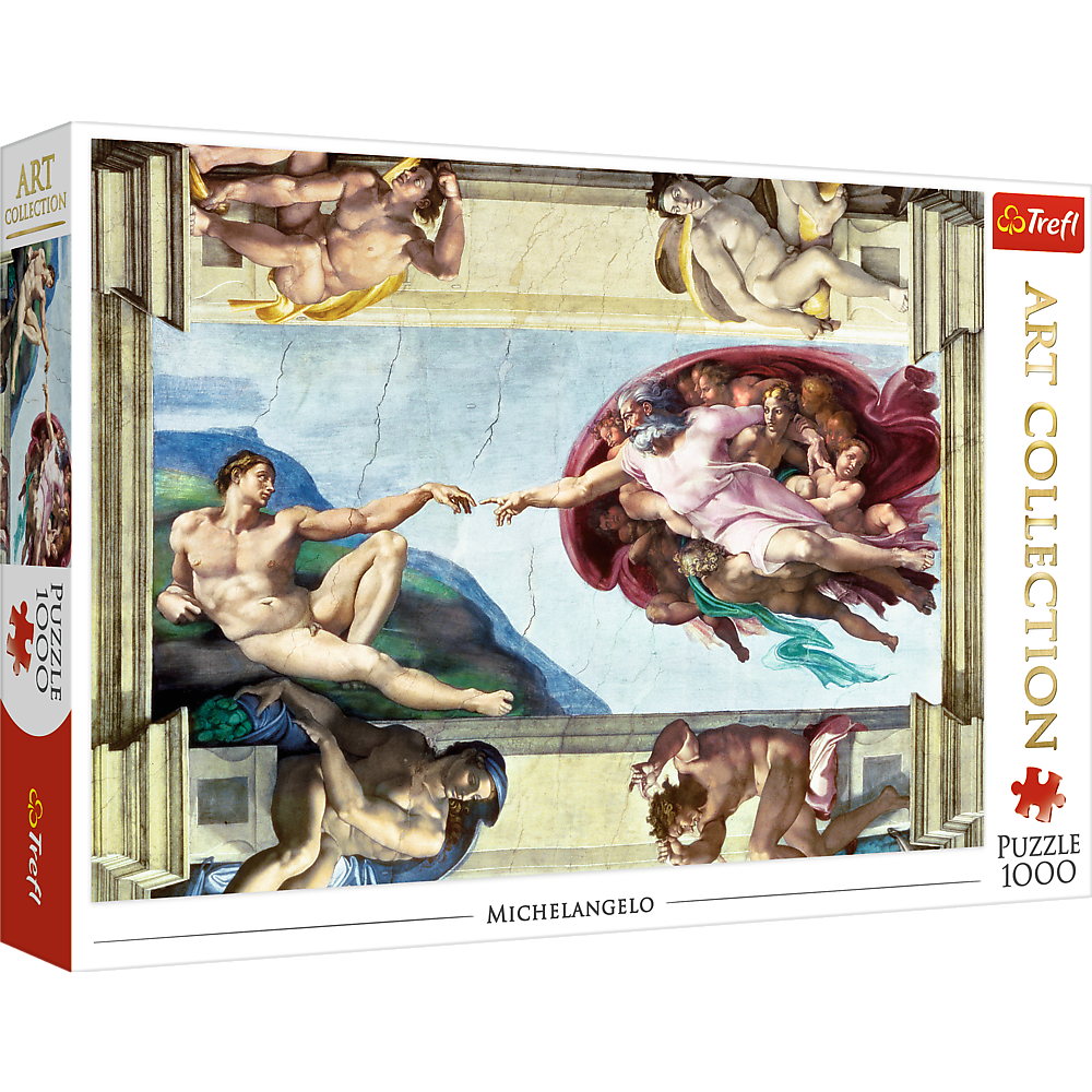 1000 Piece Jigsaw Puzzles Art Collection, The Creation of Adam by Michelangelo, Sistine Chapel, Art Puzzles, Adult Puzzles, Trefl 10590