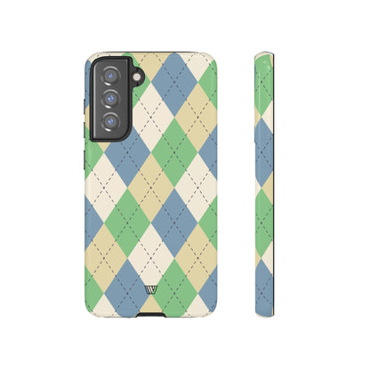 GREEN BLUE BEIGE ARGYLE | Tough Phone Case