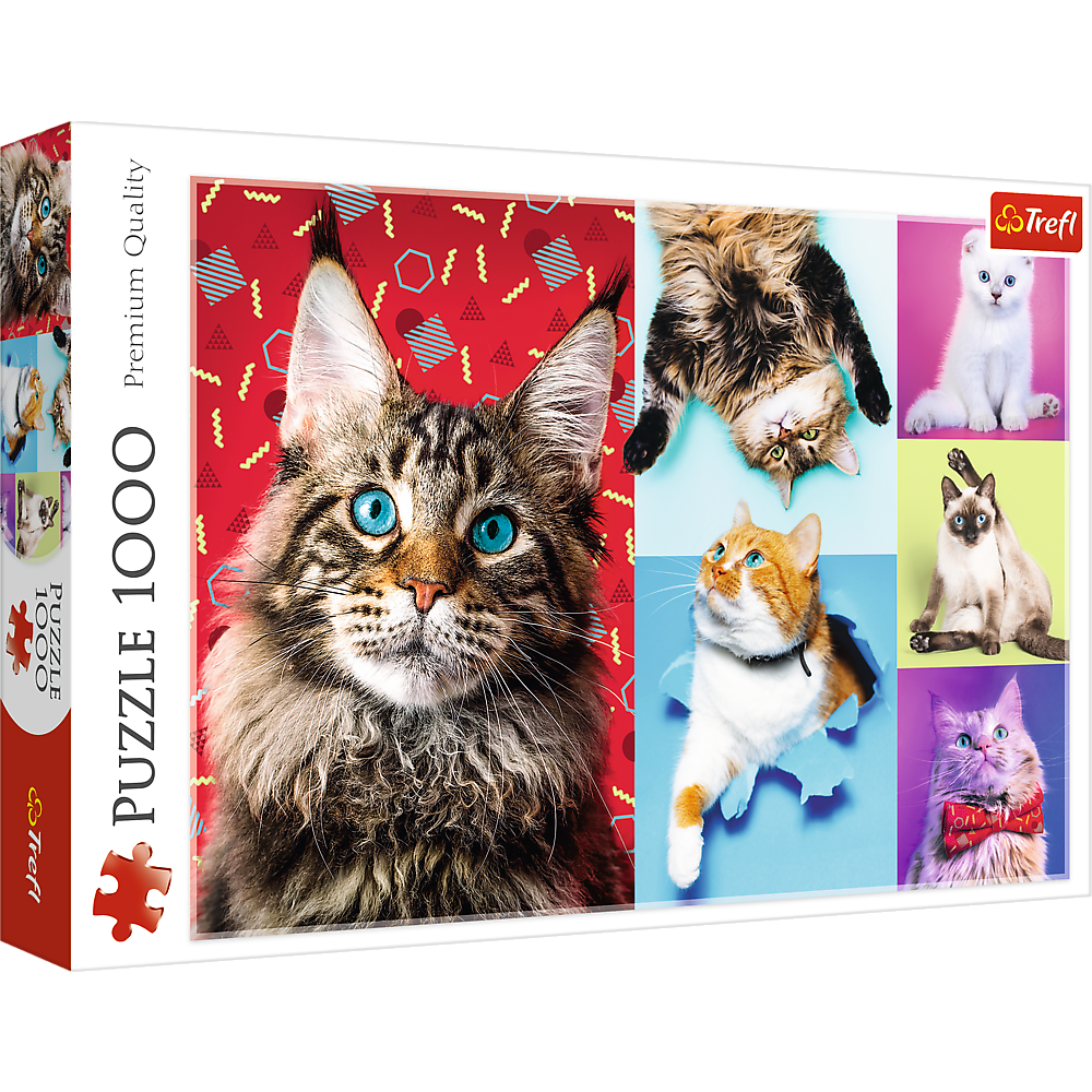 1000 Piece Jigsaw Puzzles, Happy Cats, Pets, Silly Animals, Cats and Kittens, Adult Puzzles, Trefl 10591