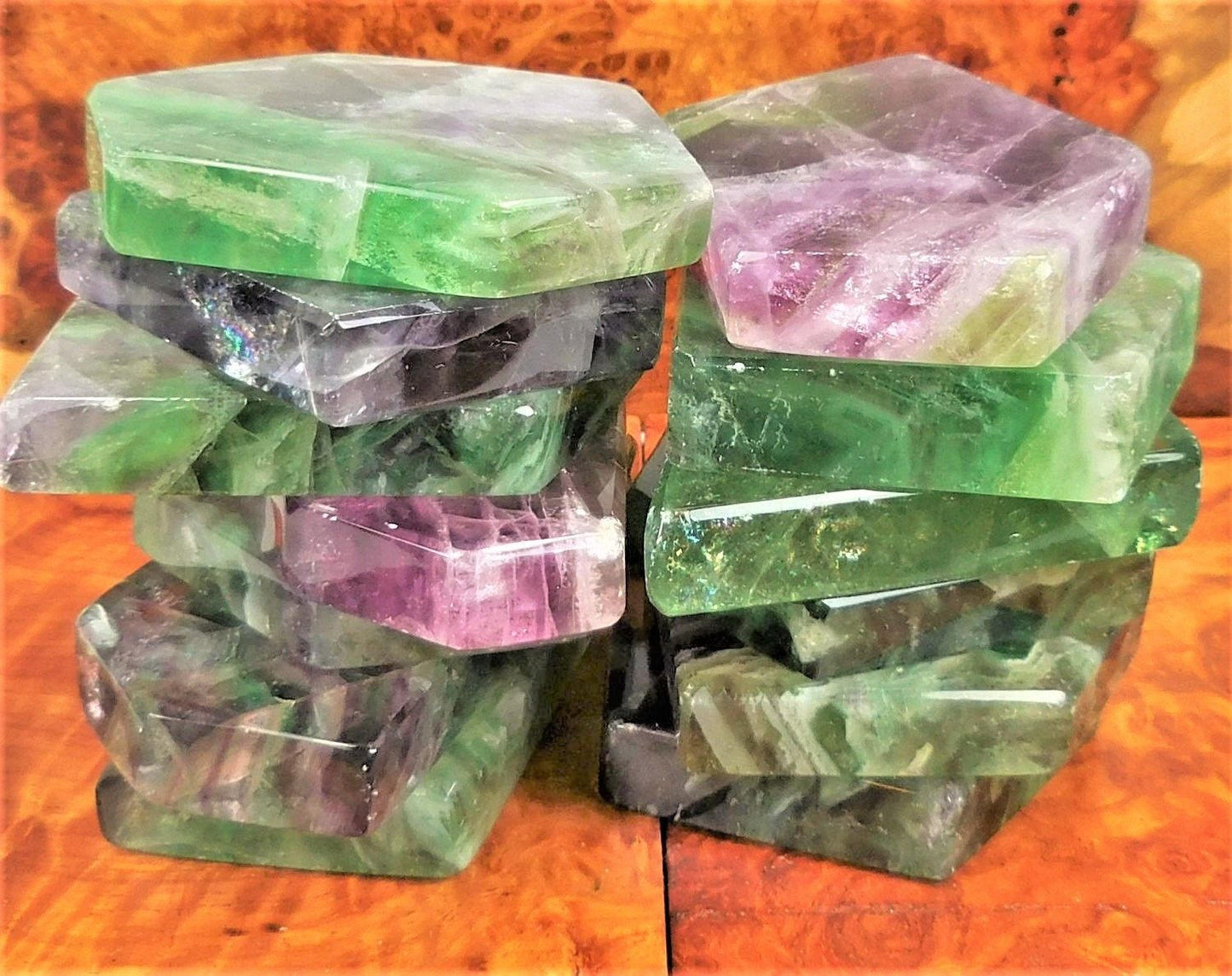 Rainbow Fluorite Crystal Slice Polished Gemstone Slab Tile Carving Decor Supply